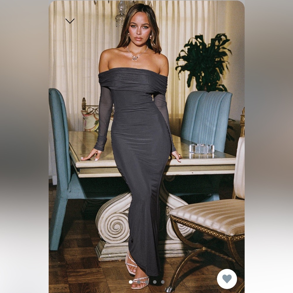 Princess Polly Saywell off the shoulder maxi dress charcoal